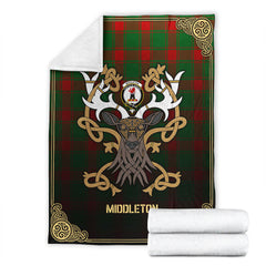 Middleton Modern Tartan Crest Premium Blanket - Celtic Stag style