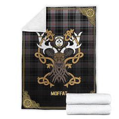 Moffat Modern Tartan Crest Premium Blanket - Celtic Stag style