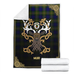 Muir Tartan Crest Premium Blanket - Celtic Stag style