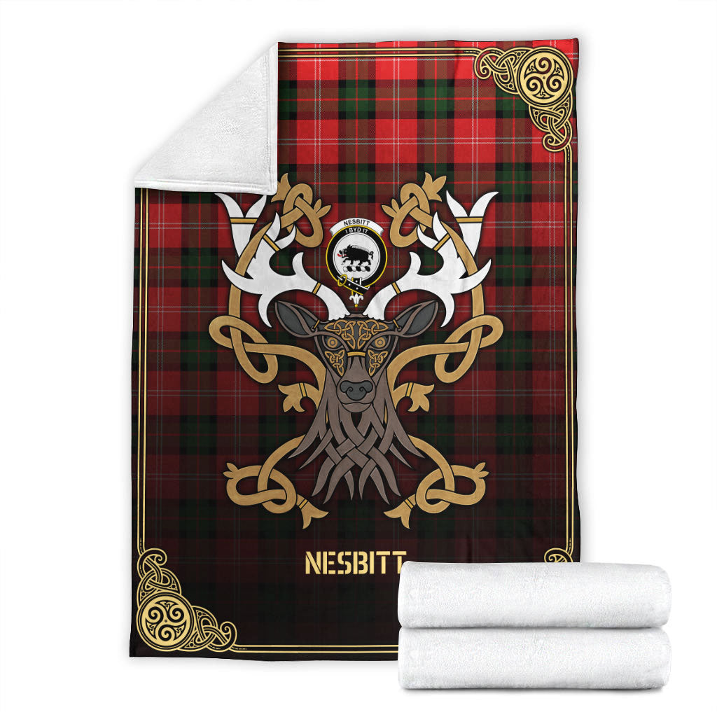 Nesbitt Modern Tartan Crest Premium Blanket - Celtic Stag style