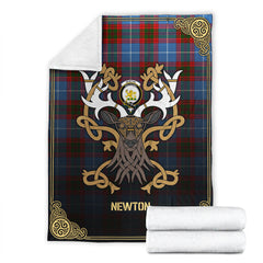 Newton Tartan Crest Premium Blanket - Celtic Stag style