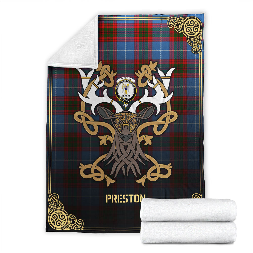 Preston Tartan Crest Premium Blanket - Celtic Stag style