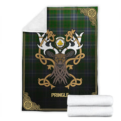 Pringle Tartan Crest Premium Blanket - Celtic Stag style