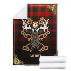 Rattray Modern Tartan Crest Premium Blanket - Celtic Stag style