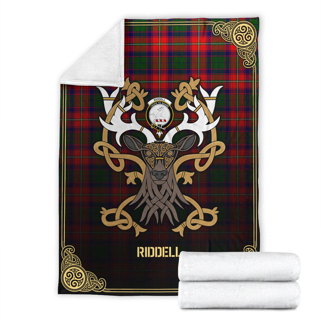 Riddell Tartan Crest Premium Blanket - Celtic Stag style