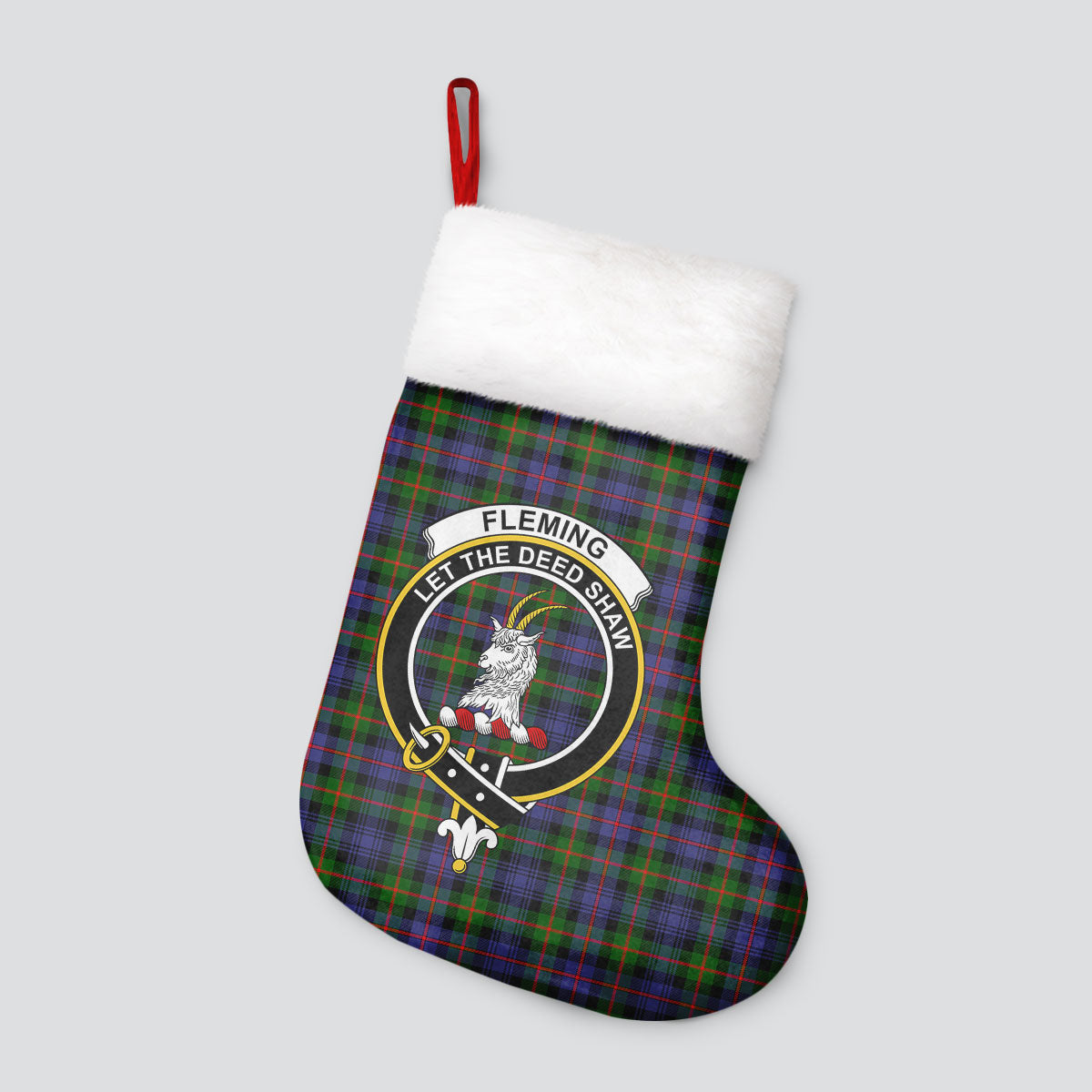 Fleming Tartan Crest Christmas Stocking