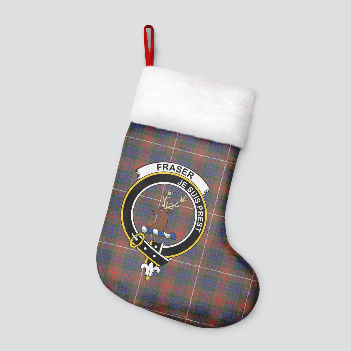 Fraser (of Lovat) Hunting Modern Tartan Crest Christmas Stocking