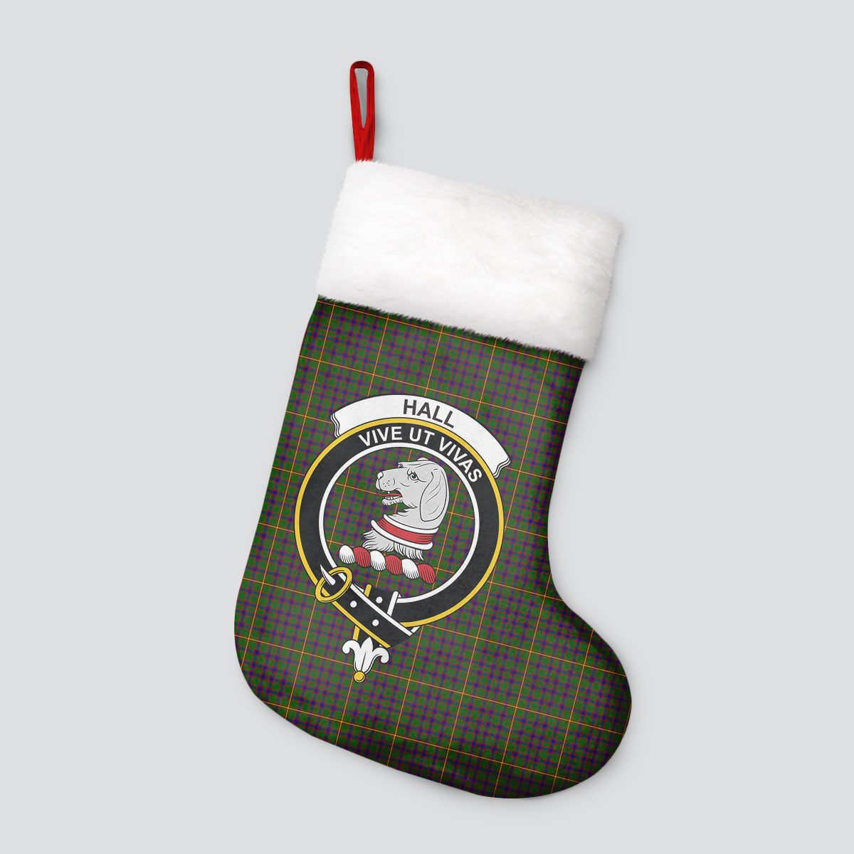 Hall Tartan Crest Christmas Stocking