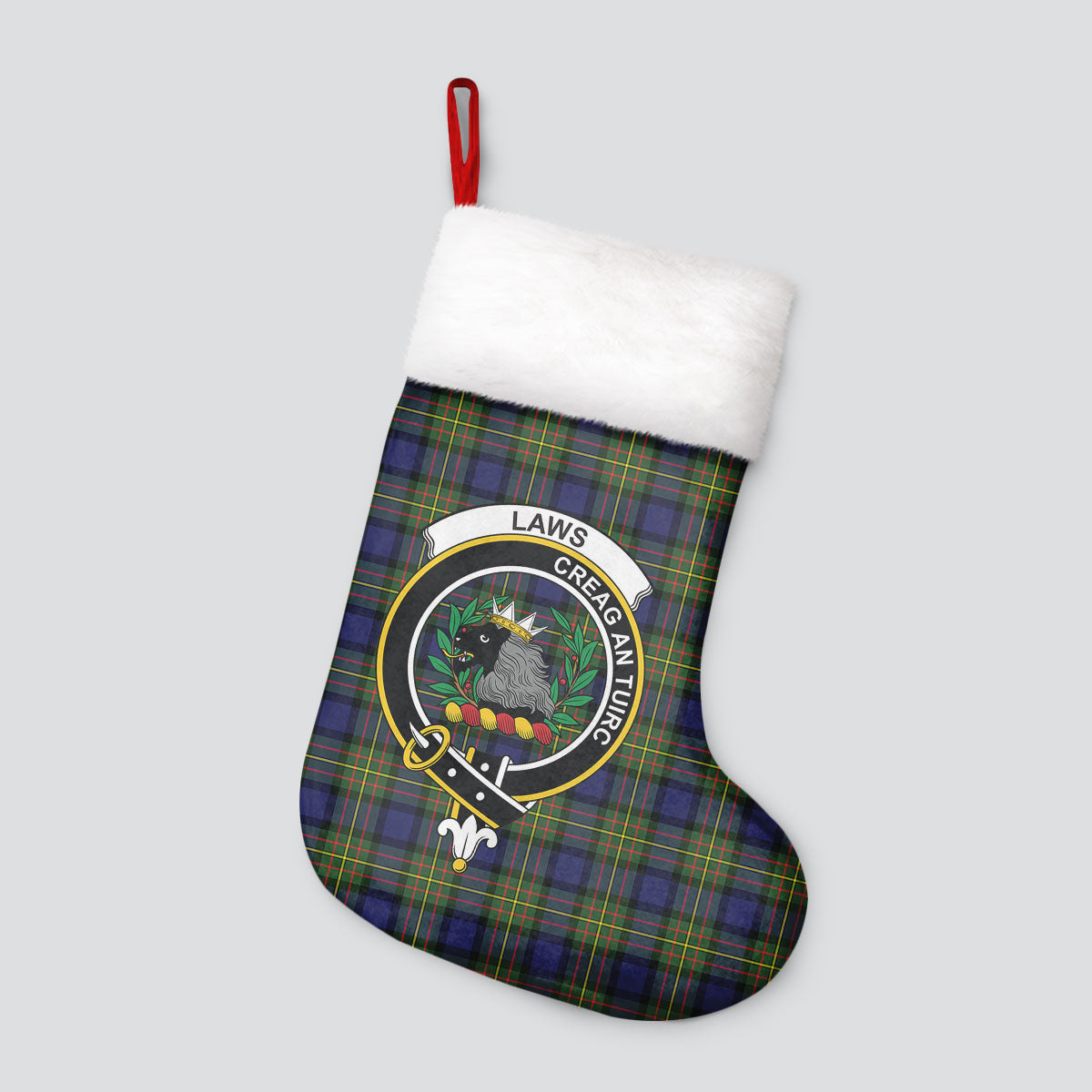 Laws Tartan Crest Christmas Stocking