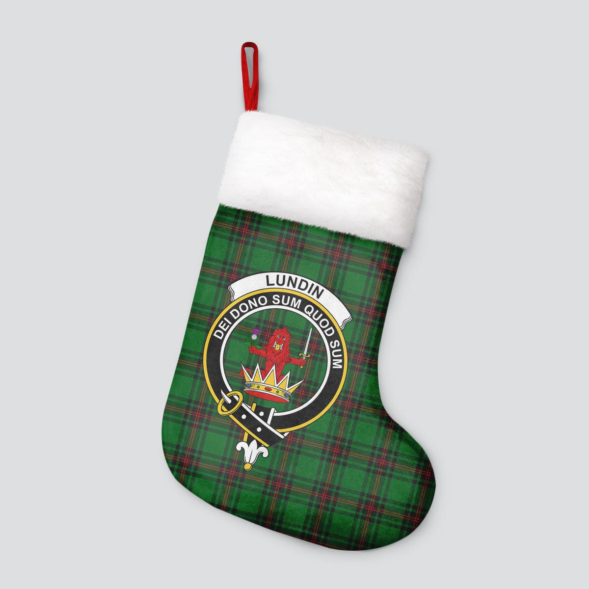 Lundin Tartan Crest Christmas Stocking