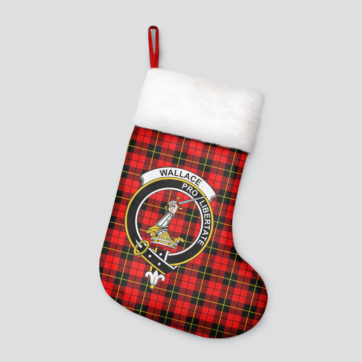 Wallace Hunting Red Tartan Crest Christmas Stocking