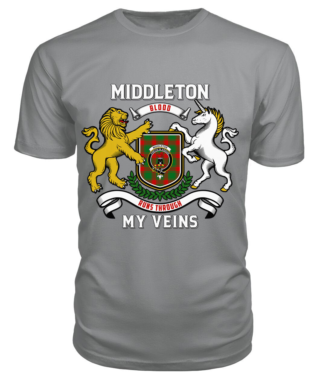 Middleton Modern Tartan Crest 2D T-shirt - Blood Runs Through My Veins Style