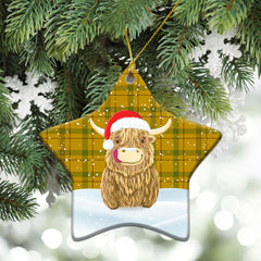 Houston Tartan Christmas Ceramic Ornament - Highland Cows Style