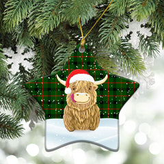 Kincaid Tartan Christmas Ceramic Ornament - Highland Cows Style