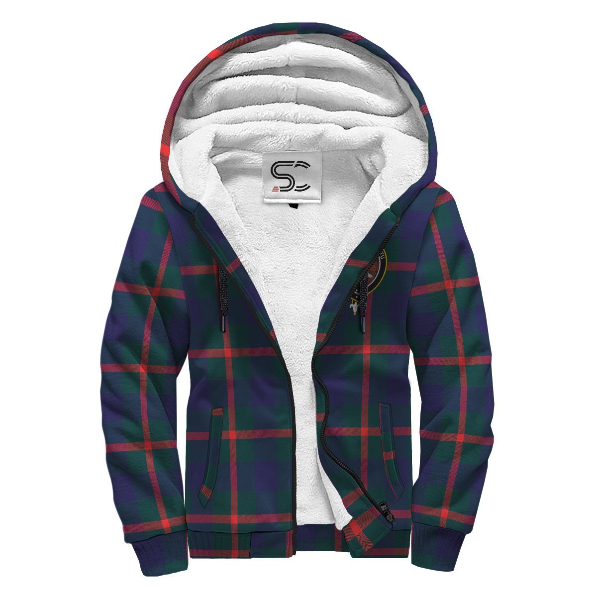 Agnew Modern Tartan Crest Sherpa Hoodie