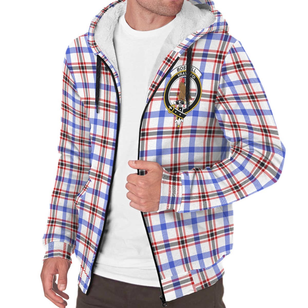 Boswell Modern Tartan Crest Sherpa Hoodie