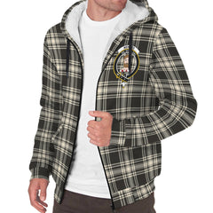 Menzies Black & White Ancient Tartan Crest Sherpa Hoodie