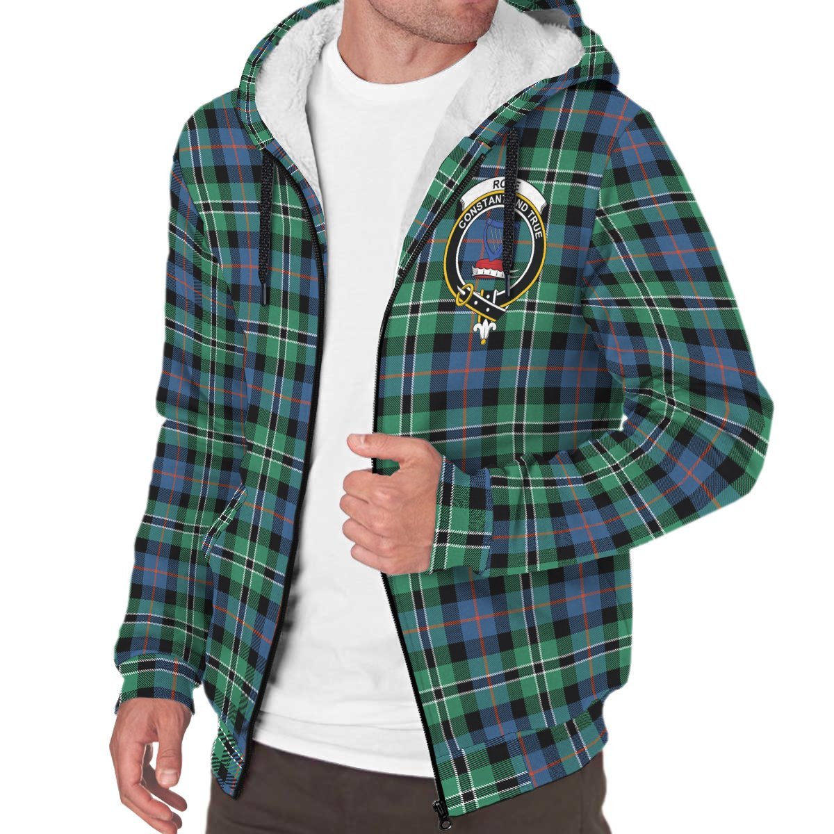 Rose Hunting Ancient Tartan Crest Sherpa Hoodie