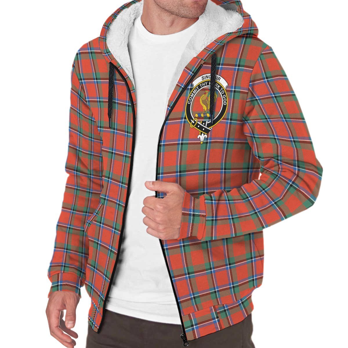 Sinclair Ancient Tartan Crest Sherpa Hoodie