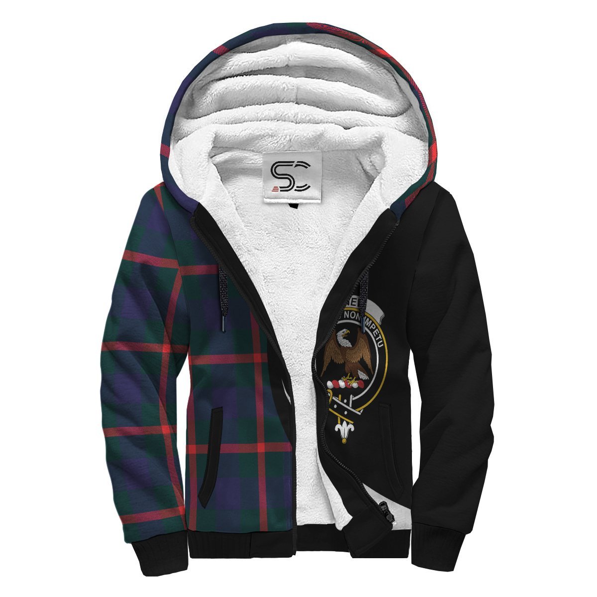 Agnew Modern Tartan Crest Sherpa Hoodie - Circle Style