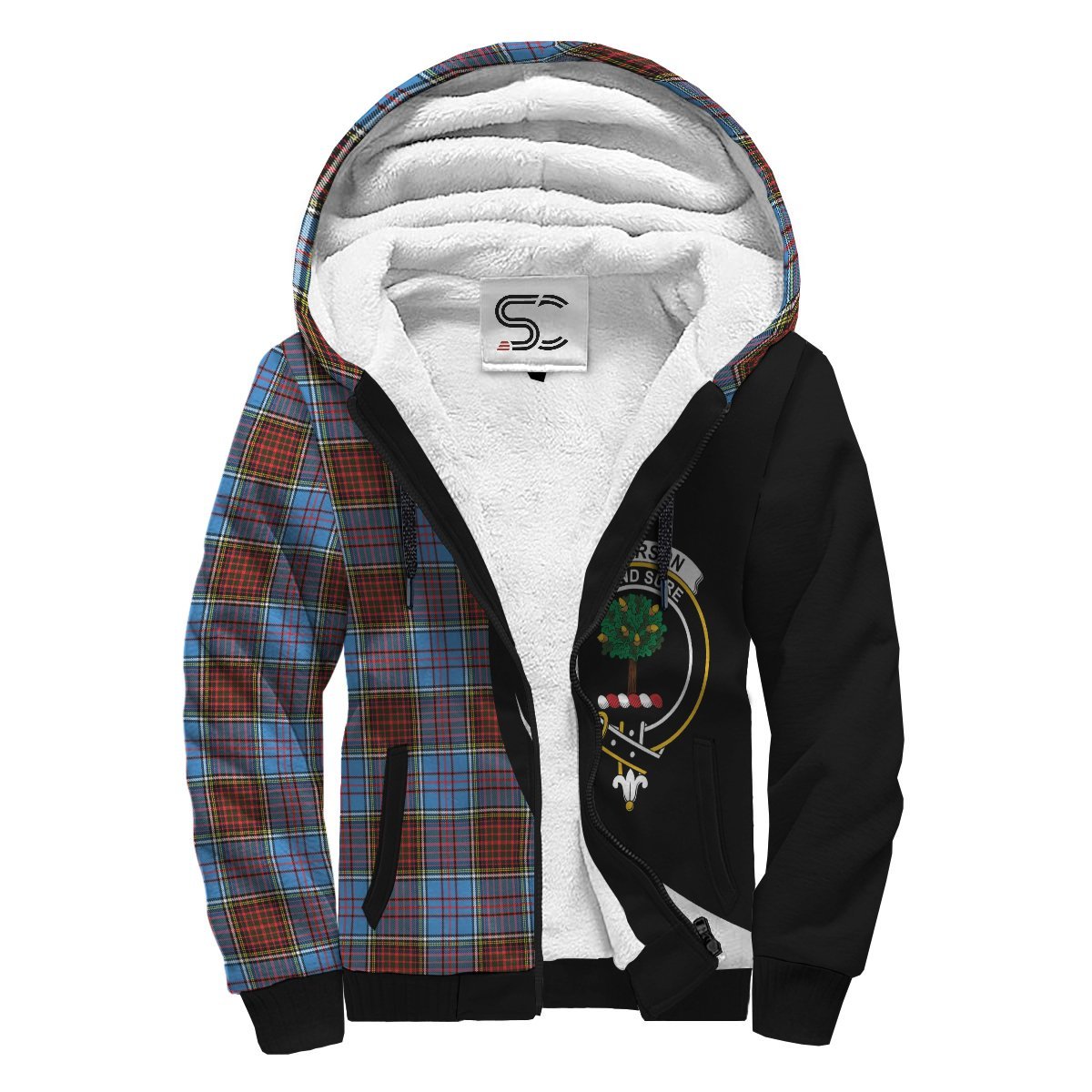 Anderson Modern Tartan Crest Sherpa Hoodie - Circle Style