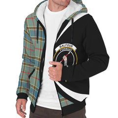 Balfour Blue Tartan Crest Sherpa Hoodie - Circle Style