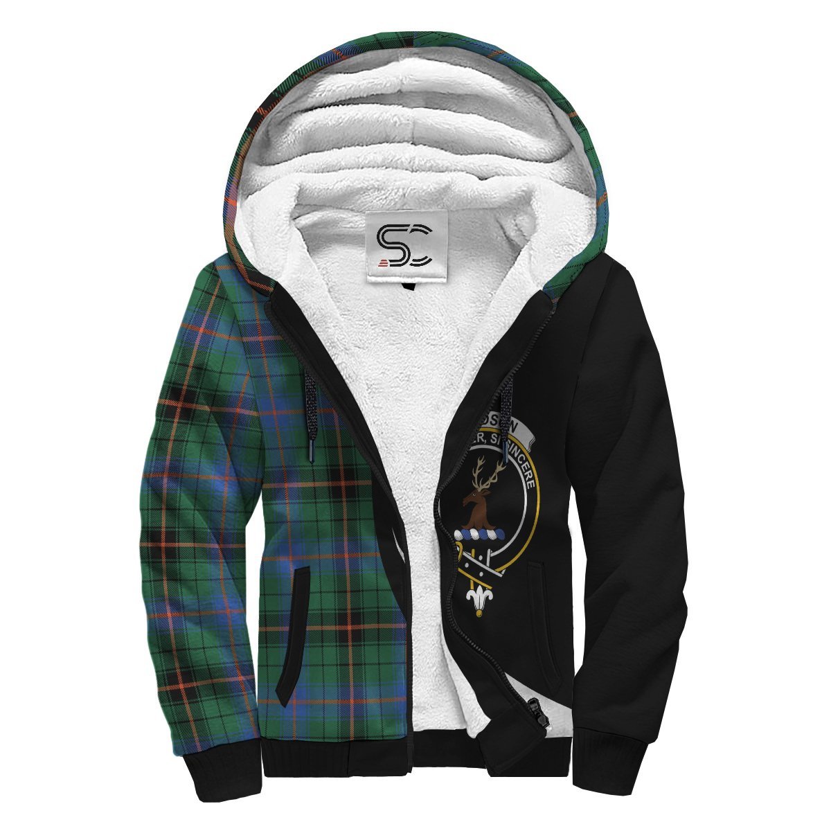 Davidson Ancient Tartan Crest Sherpa Hoodie - Circle Style