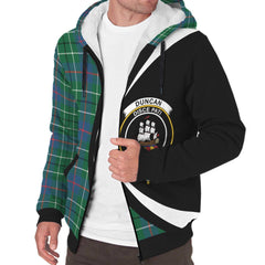 Duncan Ancient Tartan Crest Sherpa Hoodie - Circle Style