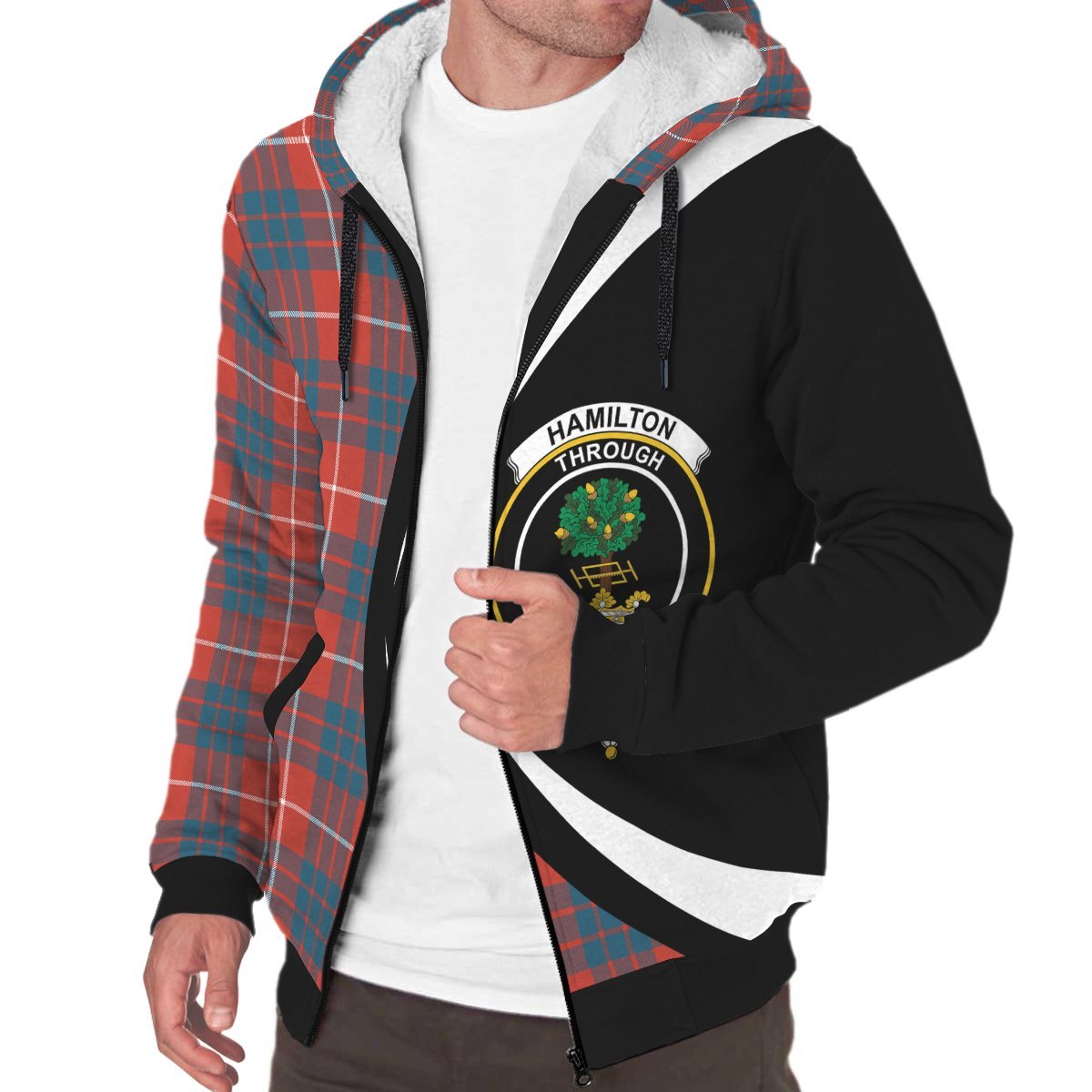 Hamilton Ancient Tartan Crest Sherpa Hoodie - Circle Style