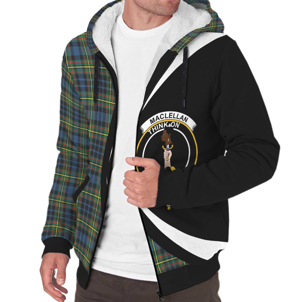 MacLellan Ancient Tartan Crest Sherpa Hoodie - Circle Style