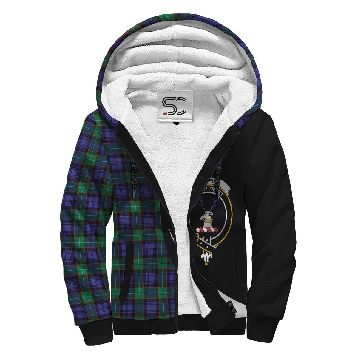 Sempill Modern Tartan Crest Sherpa Hoodie - Circle Style