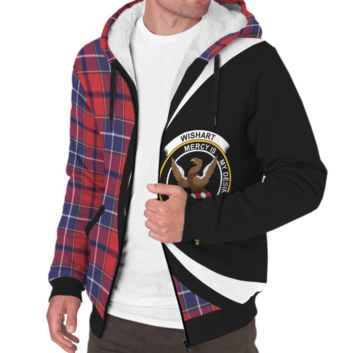 Wishart Dress Tartan Crest Sherpa Hoodie - Circle Style