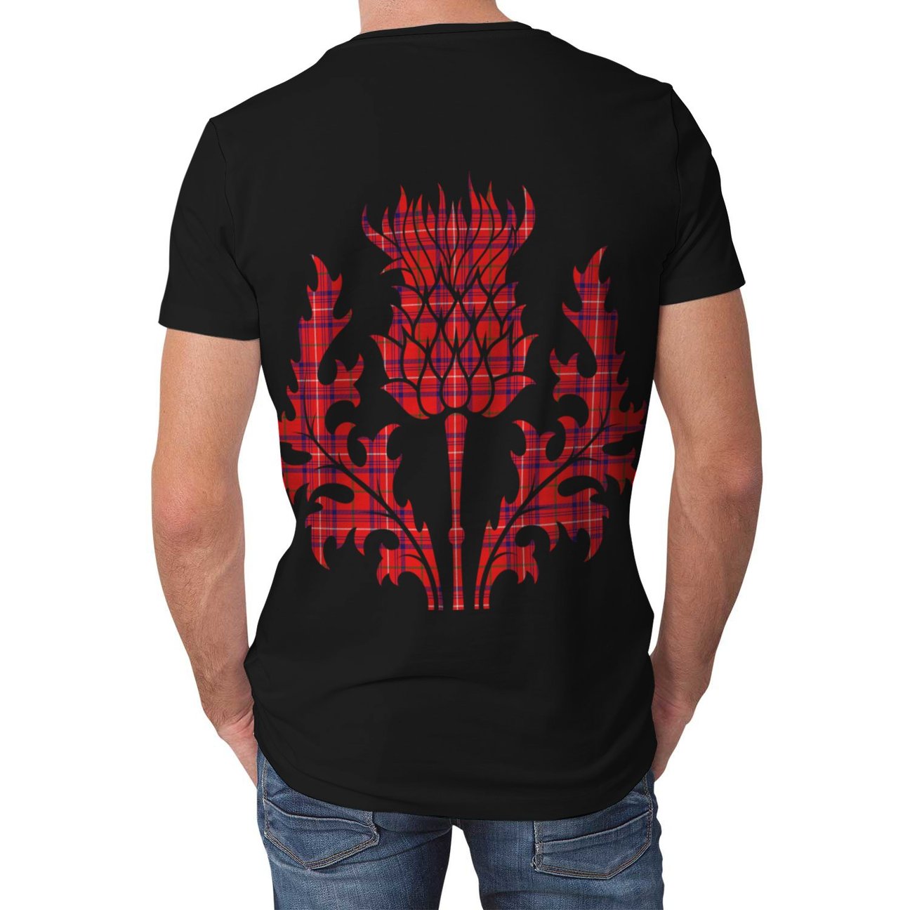 Rose Modern Tartan Clan Crest Lion & Thistle T-Shirt
