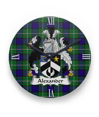 Alexander Family Tartan Crest Clock