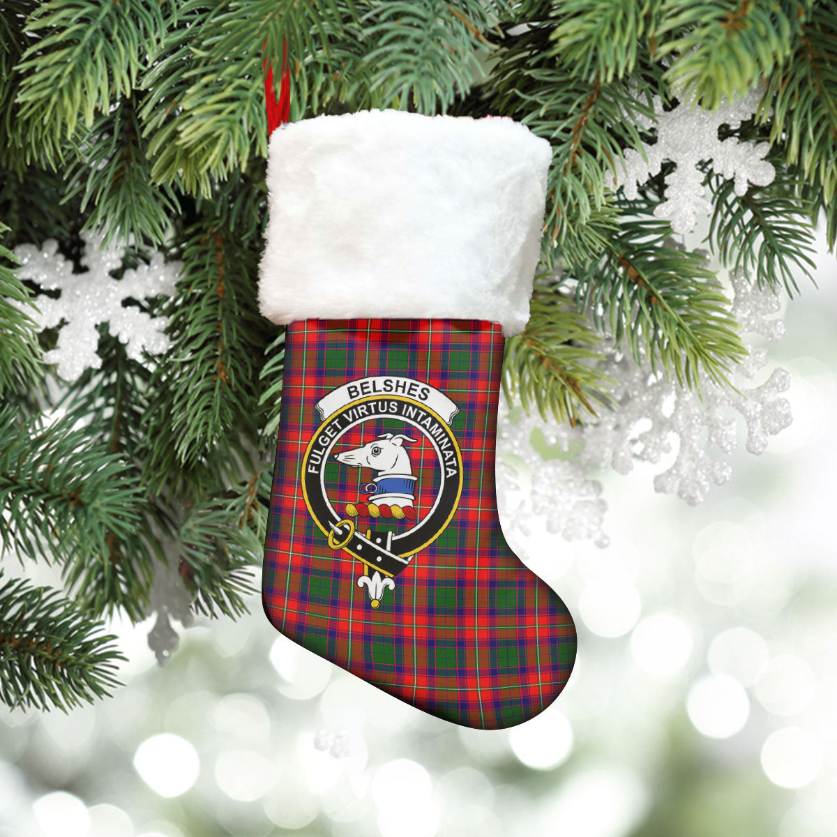 Belshes Tartan Crest Christmas Stocking