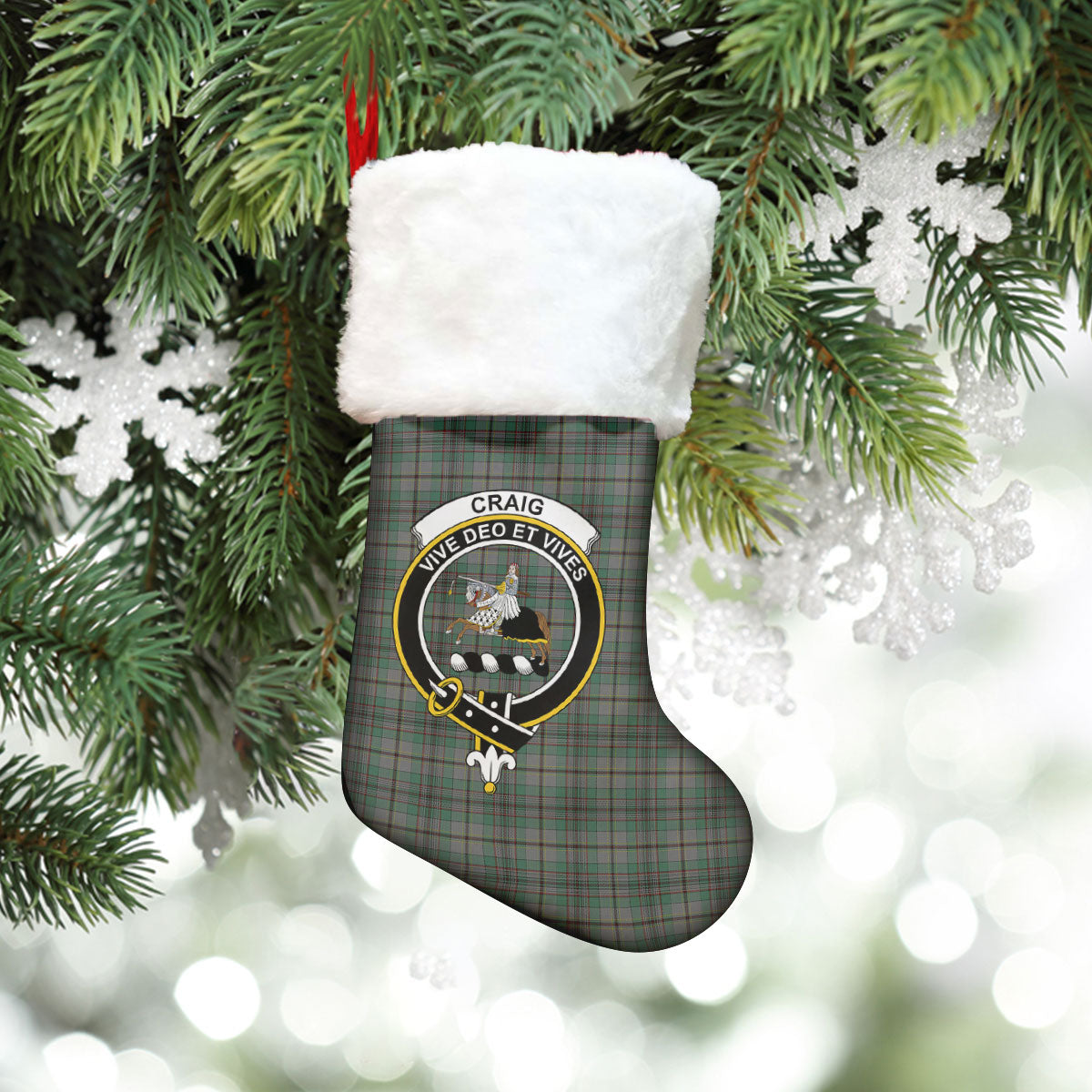 Craig Tartan Crest Christmas Stocking