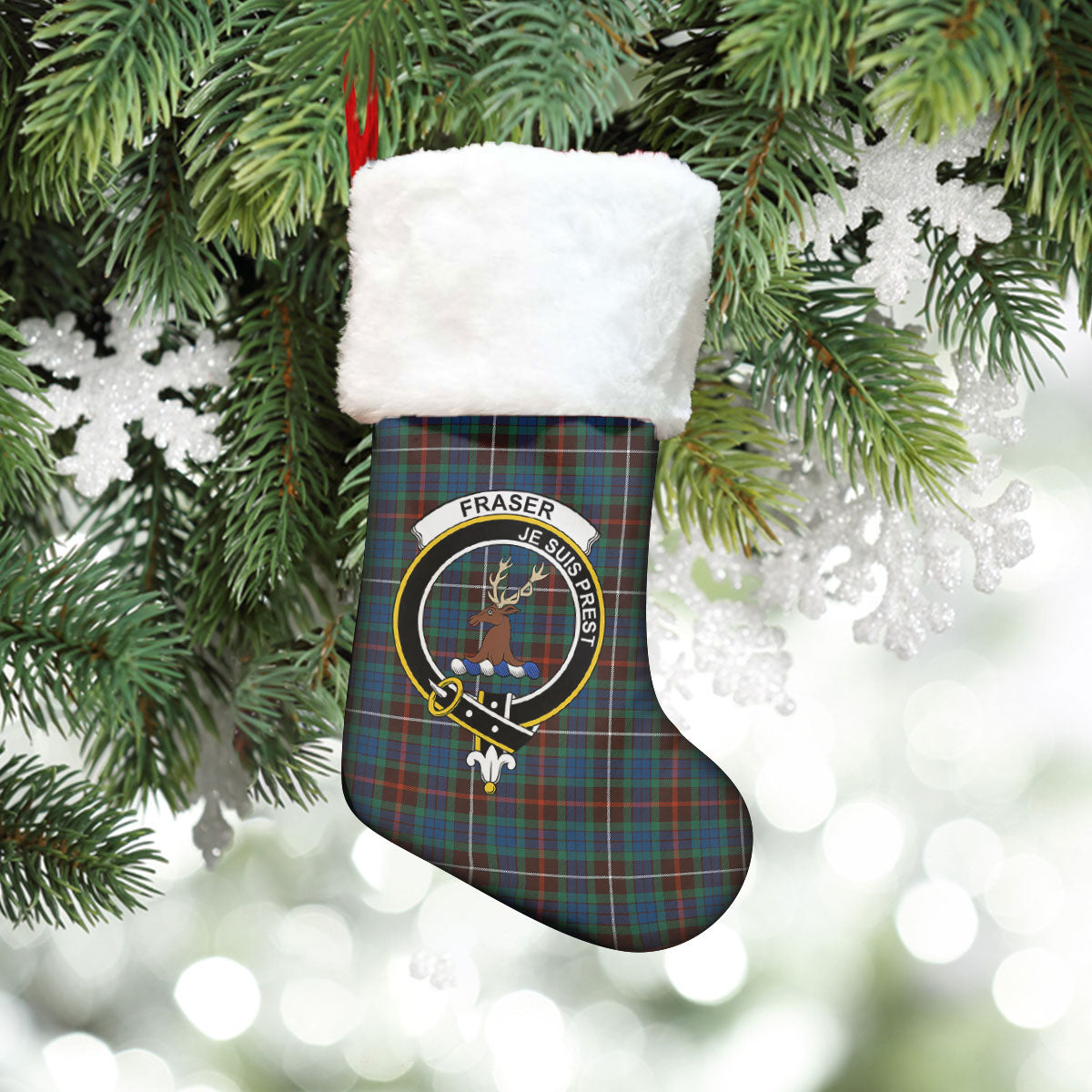 Fraser (of Lovat) Hunting Ancient Tartan Crest Christmas Stocking