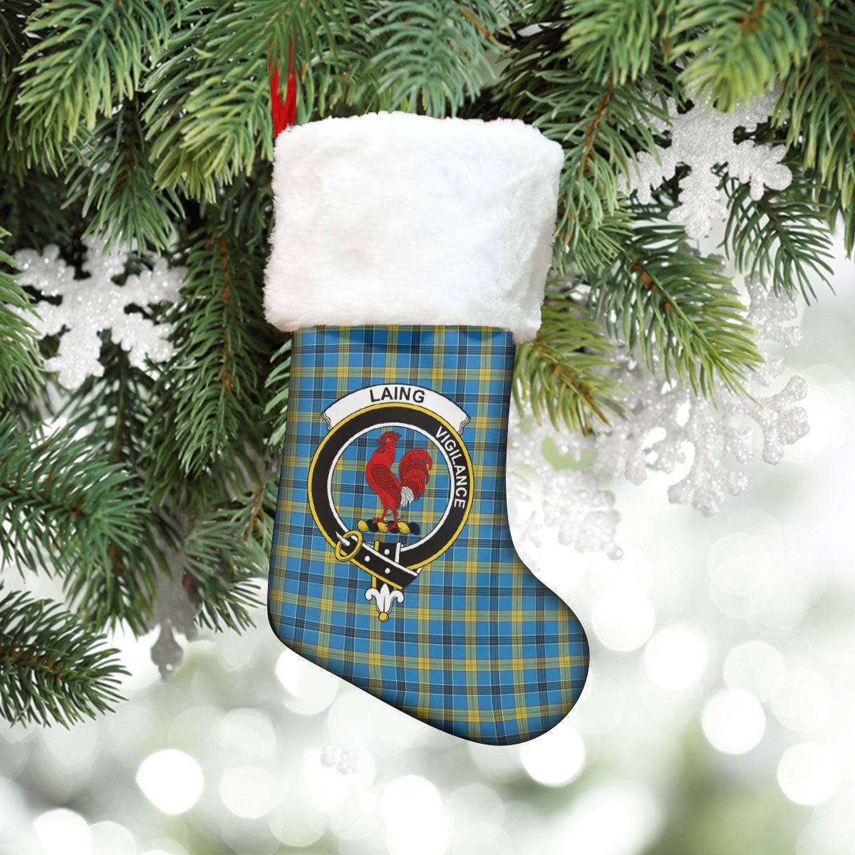 Laing Tartan Crest Christmas Stocking