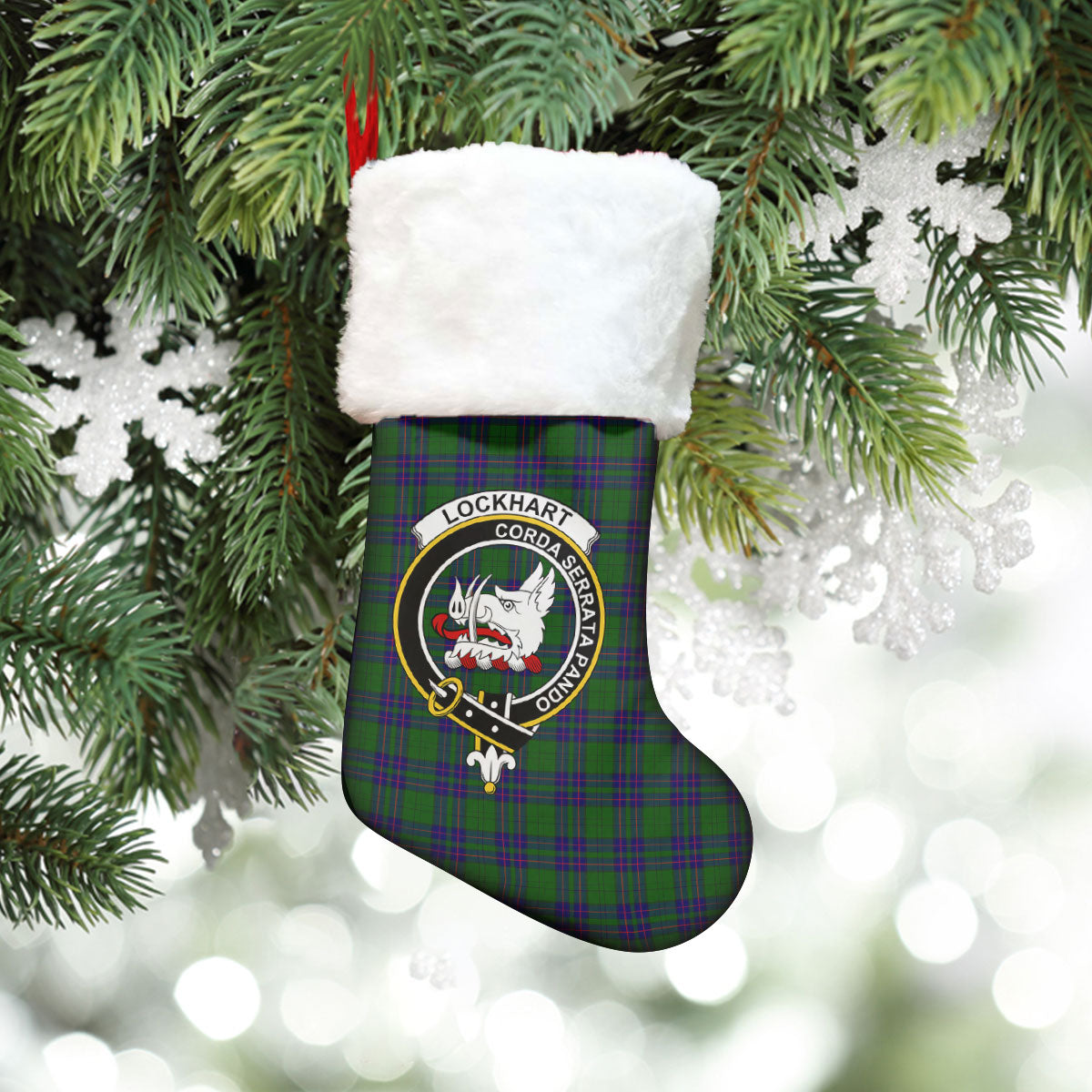 Lockhart Modern Tartan Crest Christmas Stocking