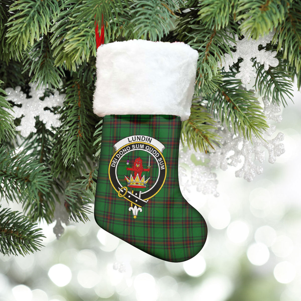 Lundin Tartan Crest Christmas Stocking