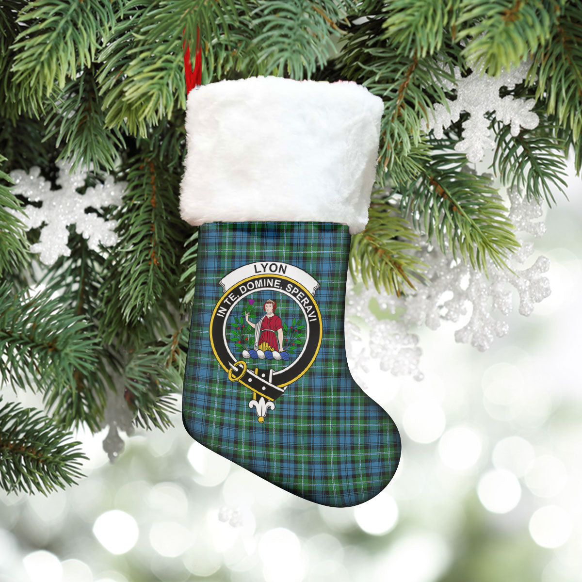 Lyon Tartan Crest Christmas Stocking