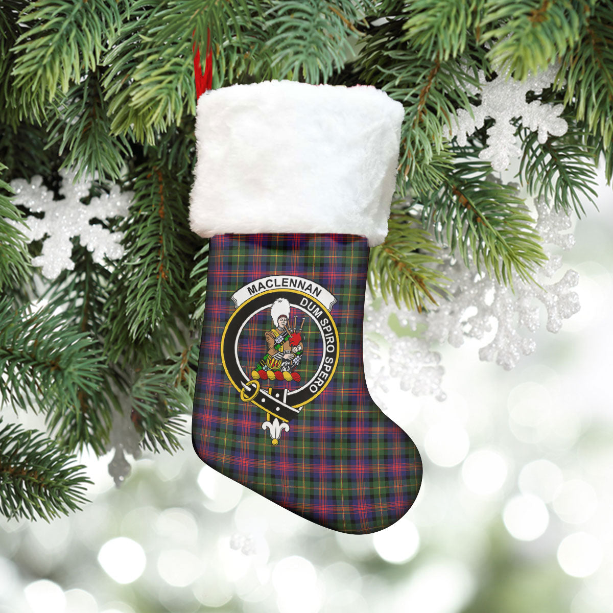 MacLennan Modern Tartan Crest Christmas Stocking