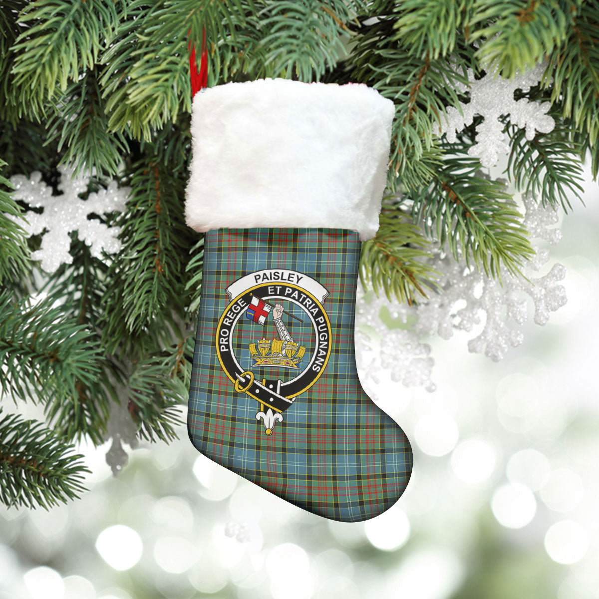 Paisley District Tartan Crest Christmas Stocking