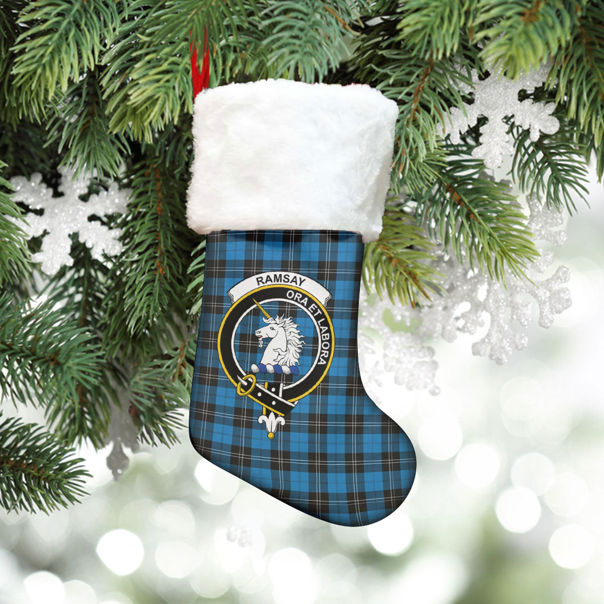 Ramsay Blue Ancient Tartan Crest Christmas Stocking