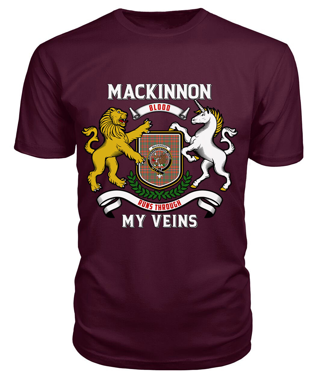 MacKinnon Ancient Tartan Crest 2D T-shirt - Blood Runs Through My Veins Style