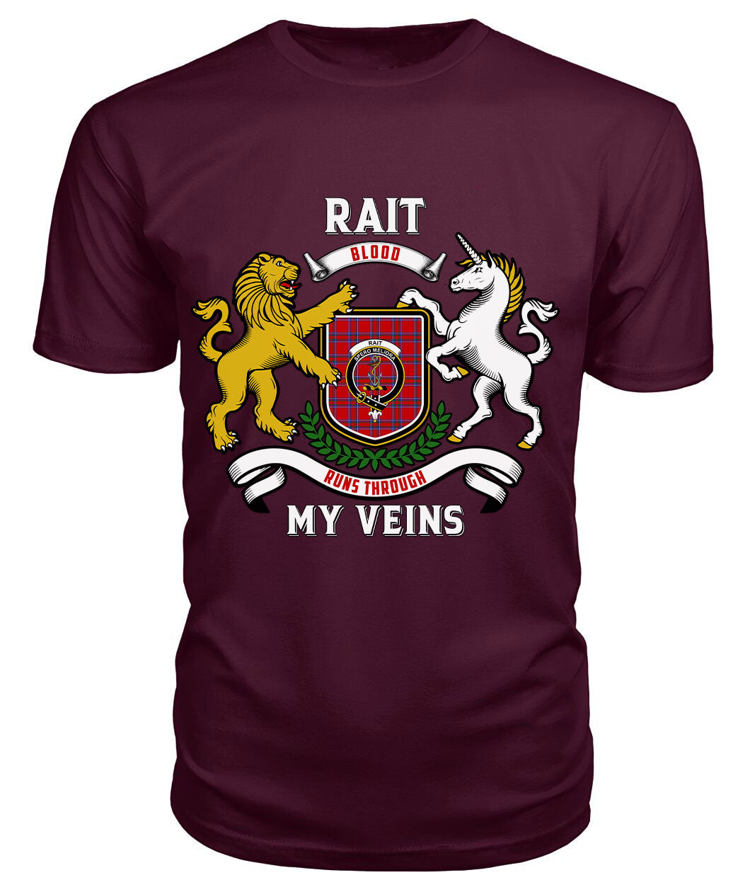 Rait Tartan Crest 2D T-shirt - Blood Runs Through My Veins Style