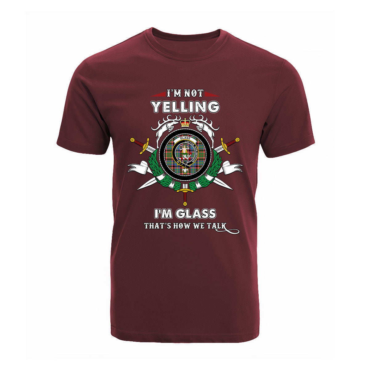 Glass Tartan Crest T-shirt - I'm not yelling style