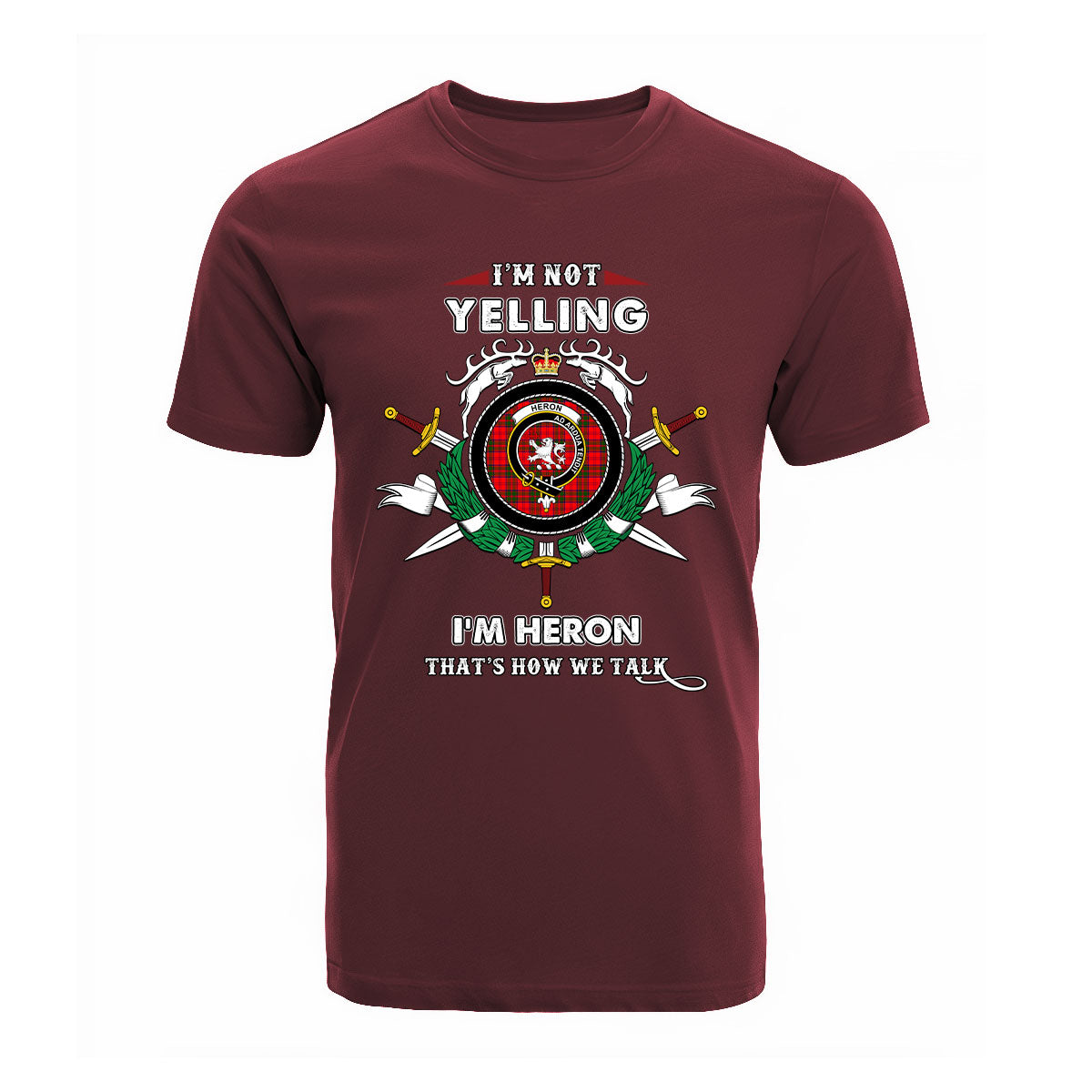 Heron Tartan Crest T-shirt - I'm not yelling style