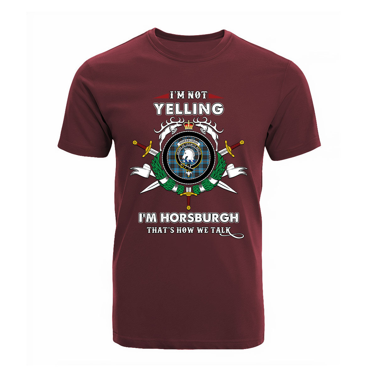 Horsburgh Tartan Crest T-shirt - I'm not yelling style