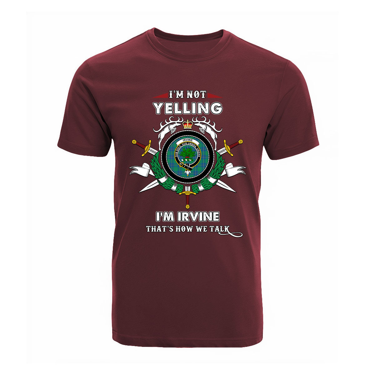 Irvine Tartan Crest T-shirt - I'm not yelling style